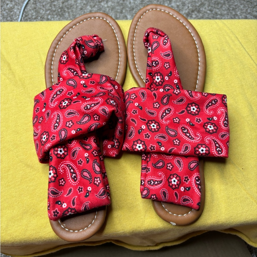 Indigo Soul Bandana Strap Sandals Size 10/ XL Hippie Bohemian Festival Summer